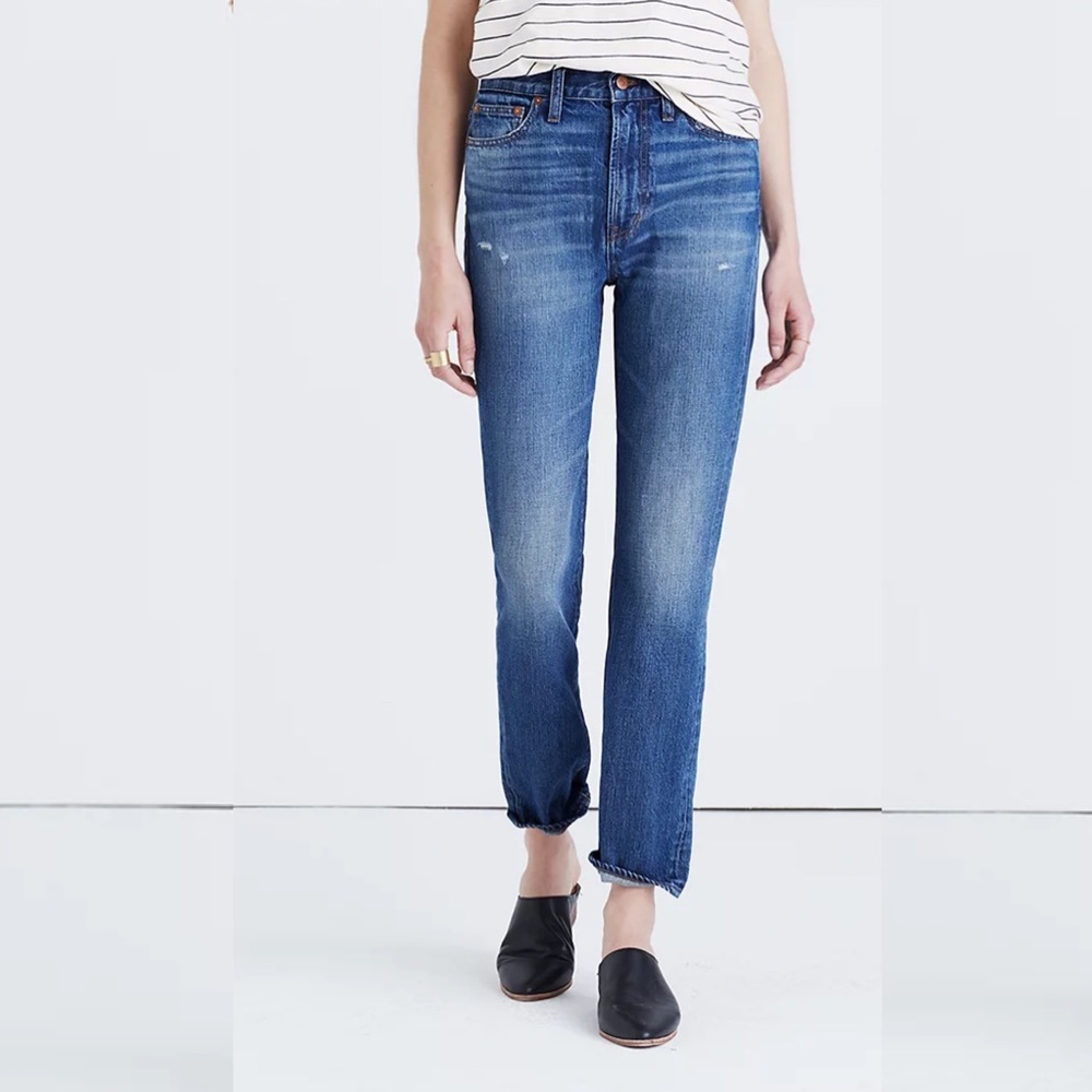 Madewell Blue Straight Leg Jeans with Classic Fit